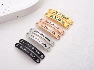 Personalized Stainless Steel Trainer Shoe Tags – Custom lace tips Tag, Inspirational Lace Charm, Marathon Gift, Shoe Name Plate Shoe Tag