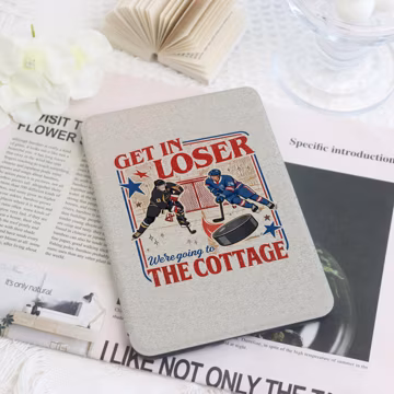 Funny Hockey Kindle & Kobo Case with Hand Strap, Get In Loser Cottage Book Cover for Paperwhite 12th/11th Gen, Colorsoft, Kobo Clara