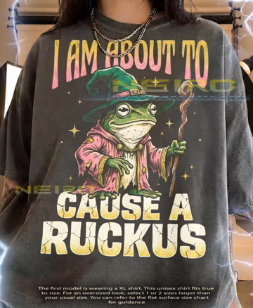 I Am About To Cause A Ruckus Wizard Frog Comfort Colors® Tshirt, 90S Graphic Toad Faded Tees, Y2K Funny Meme Retro Magic Gift,