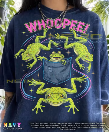 Frog Toad Pocket Frog Whoopee Amphibian Nature Retro 90S Comfort Colors® Tshirt, Vintage Bootleg Wildlife Animal Lover Graphic Design Tees,
