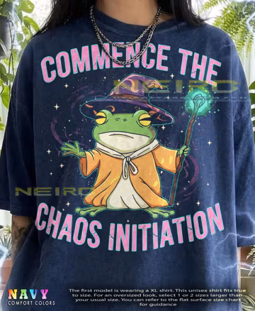 Commence The Chaos Initiation Wizard Frog Comfort Colors® Tshirt, Funny Magic Goblincore Retro Faded Tees, Y2K Streetwear Meme Gift,