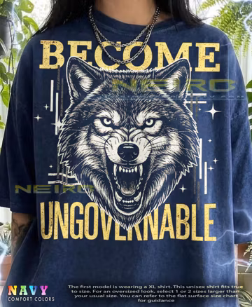 Become Ungovernable Wolf 90S Graphic Style Comfort Colors® Tshirt, Retro Animal Meme Faded Tees, Grunge Y2K Streetwear Funny Gift,
