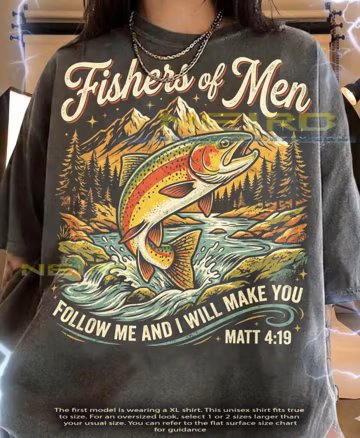 Fishers Of Men Matt 419 Comfort Colors® Tshirt, Follow Me And I Will Make You Christian Fishing Tees, Retro Y2K Nature Vintage Gift,