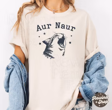 Aur Naur Meme Cat Comfort Colors T-shirt - Cute Cat Mom Shirt - Silly Cat Graphic Tee