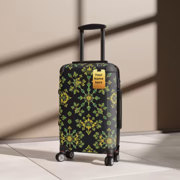 Diatom Pattern Suitcase | Luxury Geometric Microscopic Art Luggage, Abstract Sacred Geometry Travel Bag, Unique Science Gift, Free Shipping