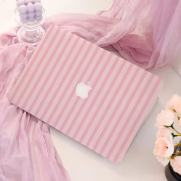 Pink Stripes Mac Case; Protective Laptop Cover for Macbook Air 15/13; Pro 14/15/16 2024 M4 M5 A3434 2025; Stripes Pattern Hardshell Case