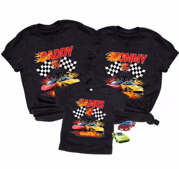 Personalized Race Car Birthday T-Shirt, Family Matching Outfit