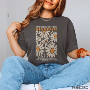 Christian Comfort Colors Shirt, Bible Verse, Floral Design