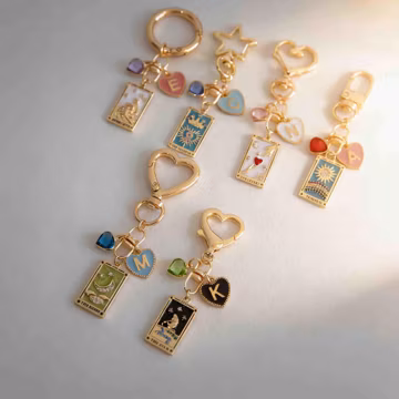 Personalized Tarot card Birthstone Mystic Astrology Keychain/bag/purse charm/,Sun,Lover,Star,Moon,Magician keychain ideal gift for friend