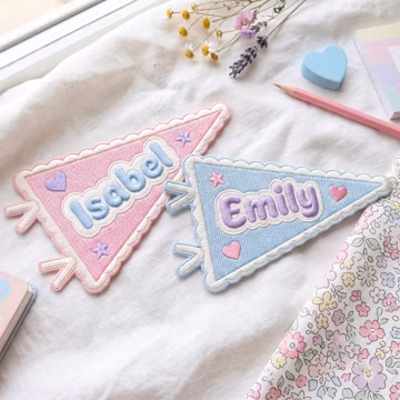 Personalized Embroidered Pennant Patch, Custom Name Iron On Backpack Decor, Pastel Iron On Patches for Backpacks Hats, Back To School Gift