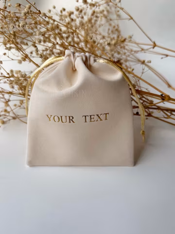 Custom Text Velvet Drawstring Bag, Personalized Jewelry Gift Pouch 4x5