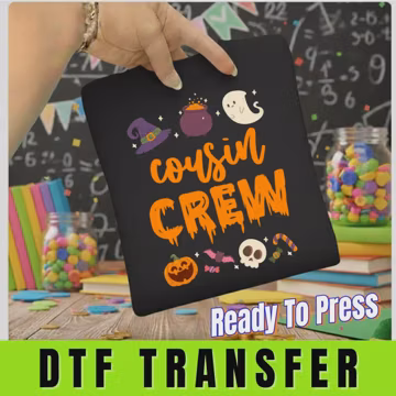 Cousin Crew Halloween DTF Transfer, Ready To Press Spooky Family Iron On, Fall Squad Shirt Decal, Trick or Treat Gang Heat Transfer