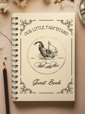 Customizable Farm Stand Guestbook, Farmstand Suggestions Book, Farmer Market Customer Suggestions Notebook, Vintage Style Chicken Cover