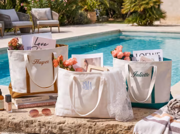 Custom Embroidered Tote Bag, Canvas Tote with Zipper, Beach Bag, Bridesmaid Gift