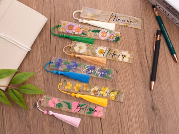 Personalized Birth Flower Bookmark,Custom Acrylic Name Bookmark with Tassel,Teacher Gift,Book Lover Gift,Reader Gift,Book Club Gift