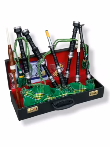 Scottish Black Irish Full Size Professional Bagpipe Rosewood Silver Mount With Accessories And Case Available In 50+ Tartans