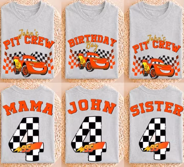 Custom Disney Cars Birthday PNG Lightning McQueen Pit Crew Family Trip Shirt Design Download