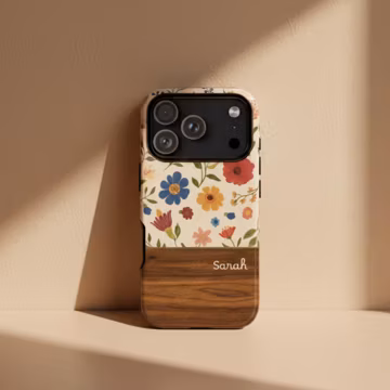 Personalized Floral Phone Case: Vintage Wildflower Custom Monogram Cover for iPhone 17 16 15, Galaxy S25 s24 S23 & Pixel 9 8 7