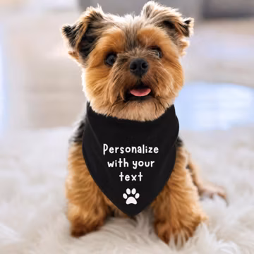 Personalized Dog Bandana with Paw, Custom Tie-On Pet Scarf, Reversible Triangle Style