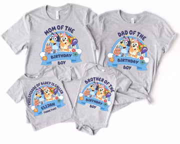 Two Sided Custom Birthday Boy Family Party Shirts with blue puppy blue puppy Birthday Boy Shirt Birthday Party Outfit Birthday Party Outfit