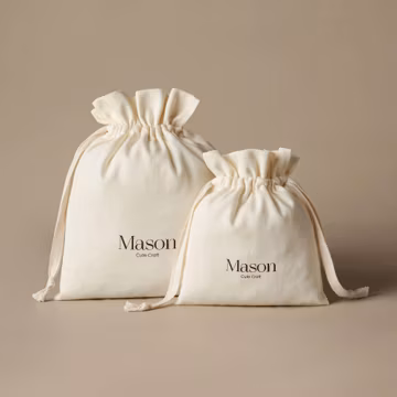 Flower Shape Cotton Drawstring Bag, Herringbone Fabric Gift Pouch, Small Business Packaging, 50pcs HRB-106