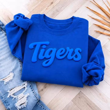 Custom Puff Print Sweatshirt, Personalized Team Name School Spirit Mascot Shirt