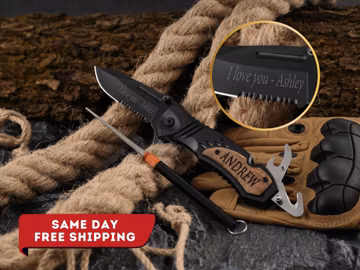Custom Engraved Folding Pocket Knife, Personalized Camping Hunting Tool, Groomsmen Gift for Him