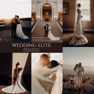 10 Wedding Elite Lightroom Mobile & Desktop Presets | Portrait Filters with Dark, Moody, Warm Tones
