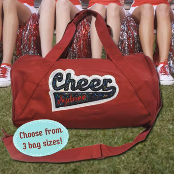 Personalized Cheer Duffle Bag: Maroon & Silver Sparkle, Custom Name