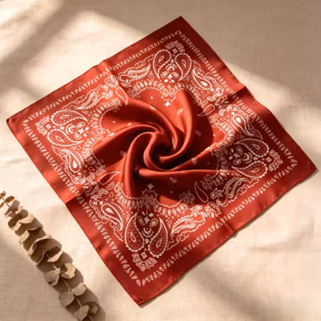 Red Silk Bandana Scarf, 100% Mulberry Silk Scarf Vintage Paisley Hair Scarf, Cowboy Western Neck Scarf, Festival Outfit, Gift for Her Mom