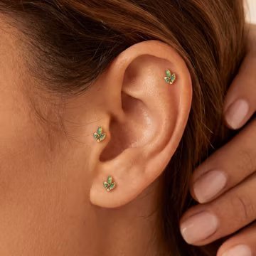 Titanium Moss Agate Push Pin Stud Earring • Flat Back Earring • Tragus Stud • Helix Stud • Cartilage Stud • Nose Stud • 20G/18G/16G