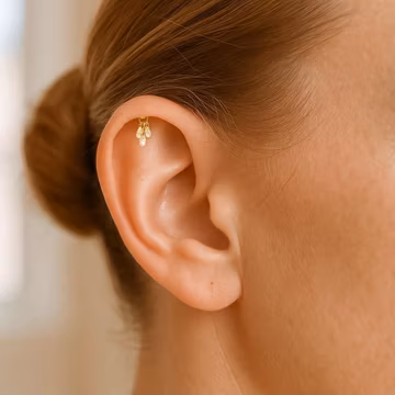 Titanium CZ Charm Push Pin Stud Earring • 20G/18G/16G Flat Back Earring • Helix Stud • Cartilage Stud