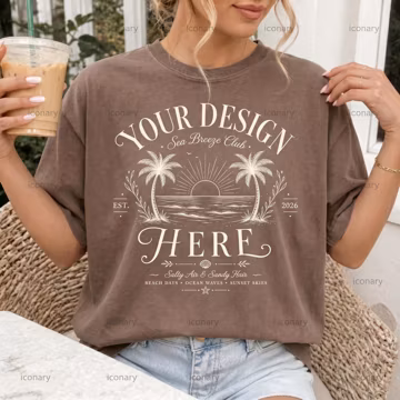 Espresso Comfort Colors T-Shirt Mockup, Beach Summer Style (Digital Download)