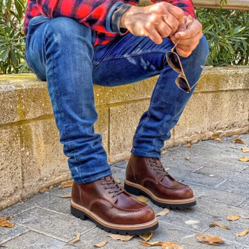 Handmade Moc Toe Boots Men | Storm Welt | Crazy Horse Leather | Heritage Work Boots | Rubber Sole by Malabar
