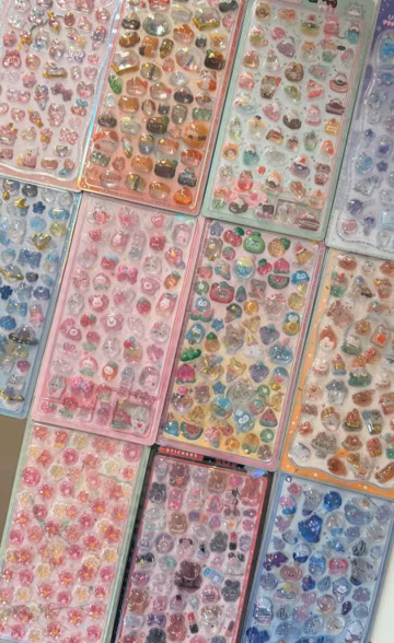 BONBON Seal Stickers for DIY, Premium Quality 3D Hard Puffy Popseal Sticker Book, Bubble Puffer, Cute Resin Decoden, Journal Scrapbook