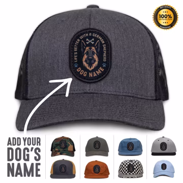 Dark German Shepherd Personalized Hat, Custom Dog Baseball Cap, Pet Portrait Gifts