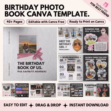 Birthday Photo Book Template | Personalized Best Friend Birthday Keepsake | Bestie Gift for Her | Besti-Birthday | Custom-Gift-for BFF