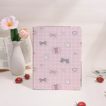 Pink Bow Bunny iPad Case, Hand-drawn Bow Bunny Mini Pro Air iPad Case, Coquette 2026 A16 Air 7 iPad Case, Pink Bow Gift for Girly Lover