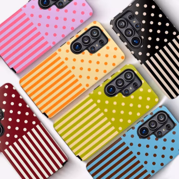 Colorful Polka Dot Stripe Phone Case: Modern Design Geometric Samsung Galaxy S26 S25 S24 S23 S22 FE Ultra, Samsung A57 A56 A37 Z Flip 7 Gift