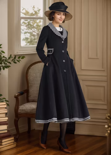 Wool Coat, Black Wool Coat, Wool Coat Women, Autumn Winter Wool Coat, Long Wool Coat, A-Line Wool Coat, Handmade Wool Coat, Xiaolizi 3897#