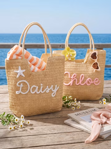 Personalized Straw Beach Tote, Bridesmaid Tote Bags, Monogrammed Travel Beach Bag, Girls Trip Pool Bag, Bachelorette Party Favors
