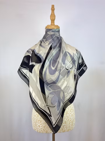 Vintage Alpha Cubic Silk Scarf Multicolour Women Accessories Square Scarf Top Neckerchief Wrap Shawl Neckwear Foulards
