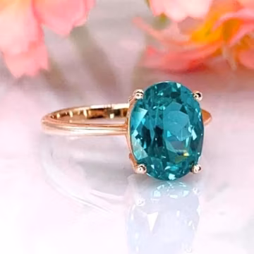 Paraiba Tourmaline Ring 14K Gold 3.2ct Oval Tourmaline Solitaire Ring Anniversary Gift For Women