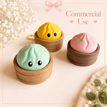 Kawaii Dumpling Clicker STL & 3MF | Cute Fidget Toy | Commercial Use | 3 Face Options | 3D Printable File