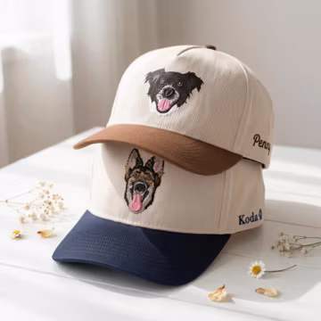 Dog Dad Cap - Custom Embroidered Pet Portrait Baseball Cap - Personalized Hat with Your Dog Photo - Lab Retriever Lover Gift