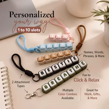 Personalized Keycap Fidget Clicker Keychain, Custom Name or Word Sensory Toy, 3D Printed Gift