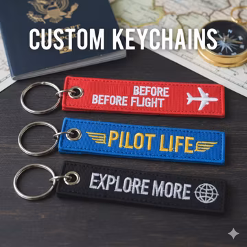 Embroidered Keychain, Personalized Flight Tag, Custom Crew Gift