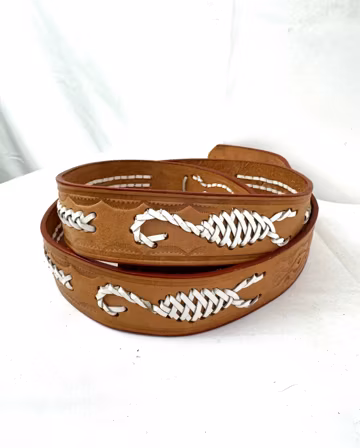 Vintage Western Braided Leather Scorpion Belt - Size 48 - Made in Mexico