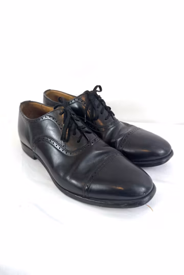 Vintage Alfred Sargent Men's “Chatsworth” Black Leather Derby Shoes - Size 9 - Made in England