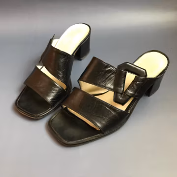Vintage Flip Flops Concetta Pane Black Genuine Leather size EU/IT 35 US4